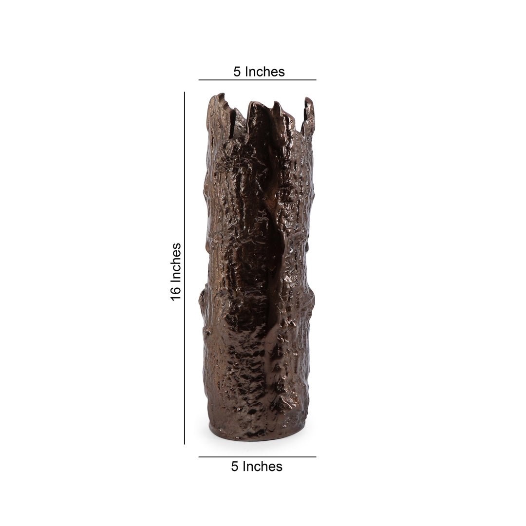 Aluminium Bronze Bark Shape Vase - Medium