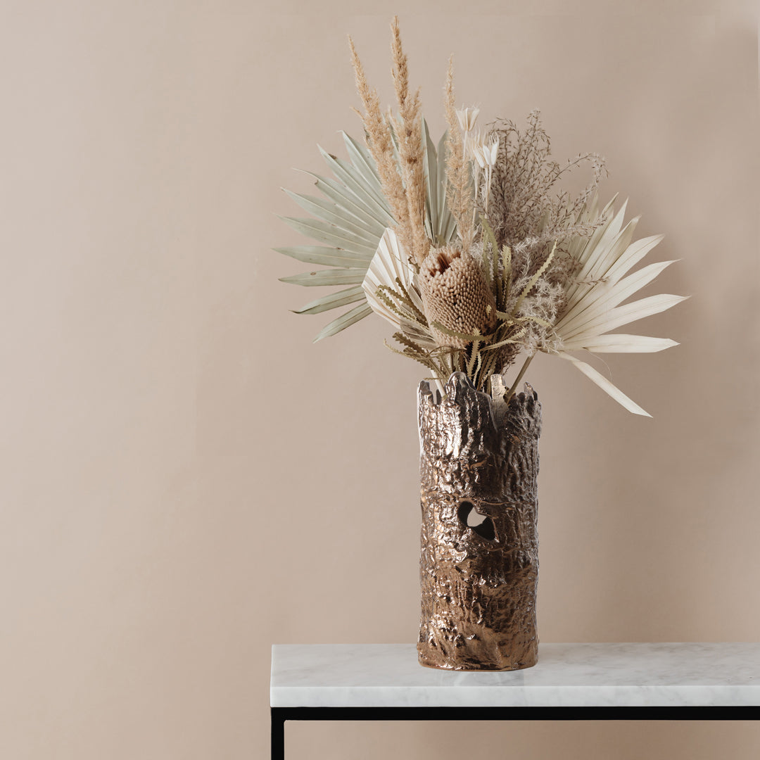 Aluminium Bronze Bark Shape Vase - Medium