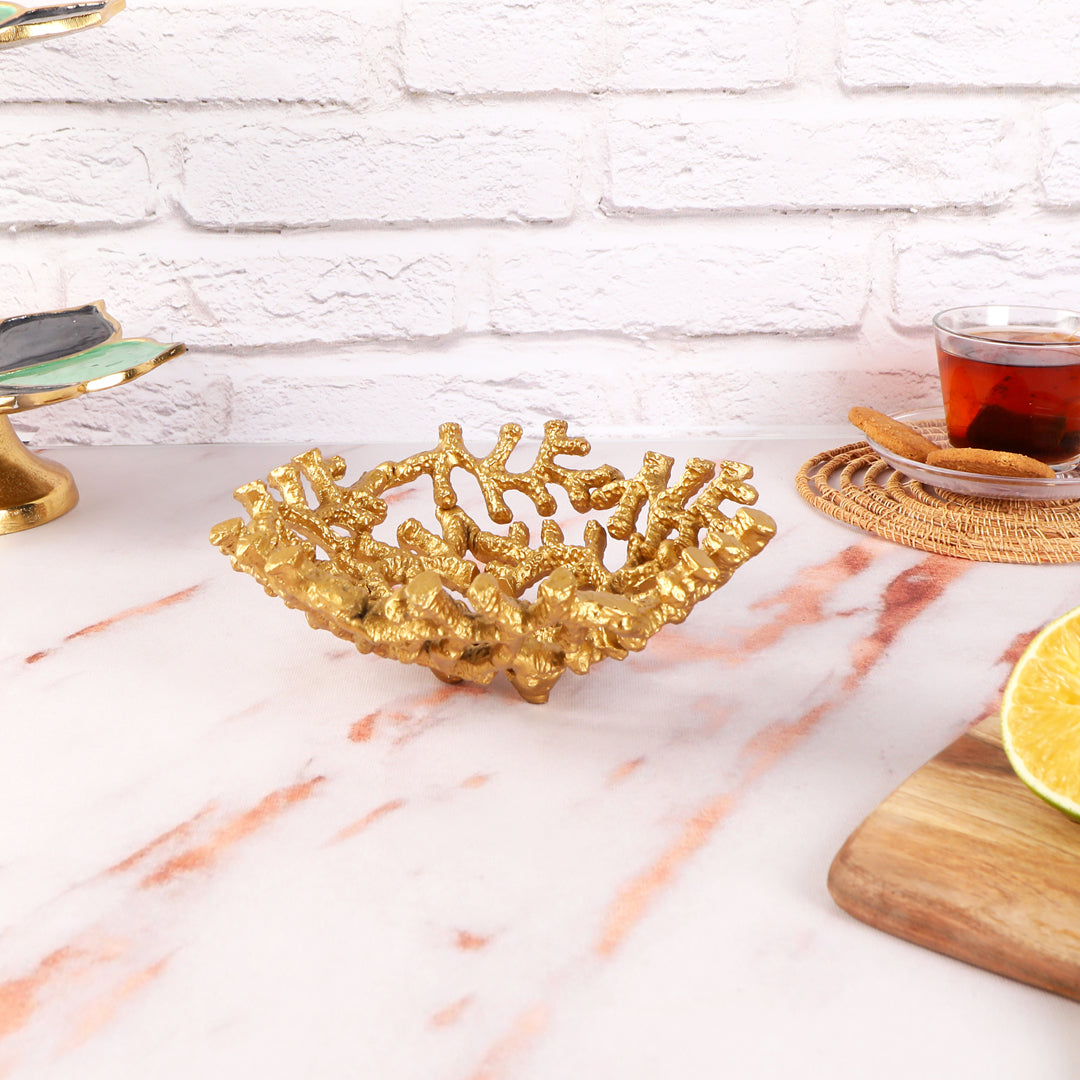 Metal Gold Finish Coral Platter