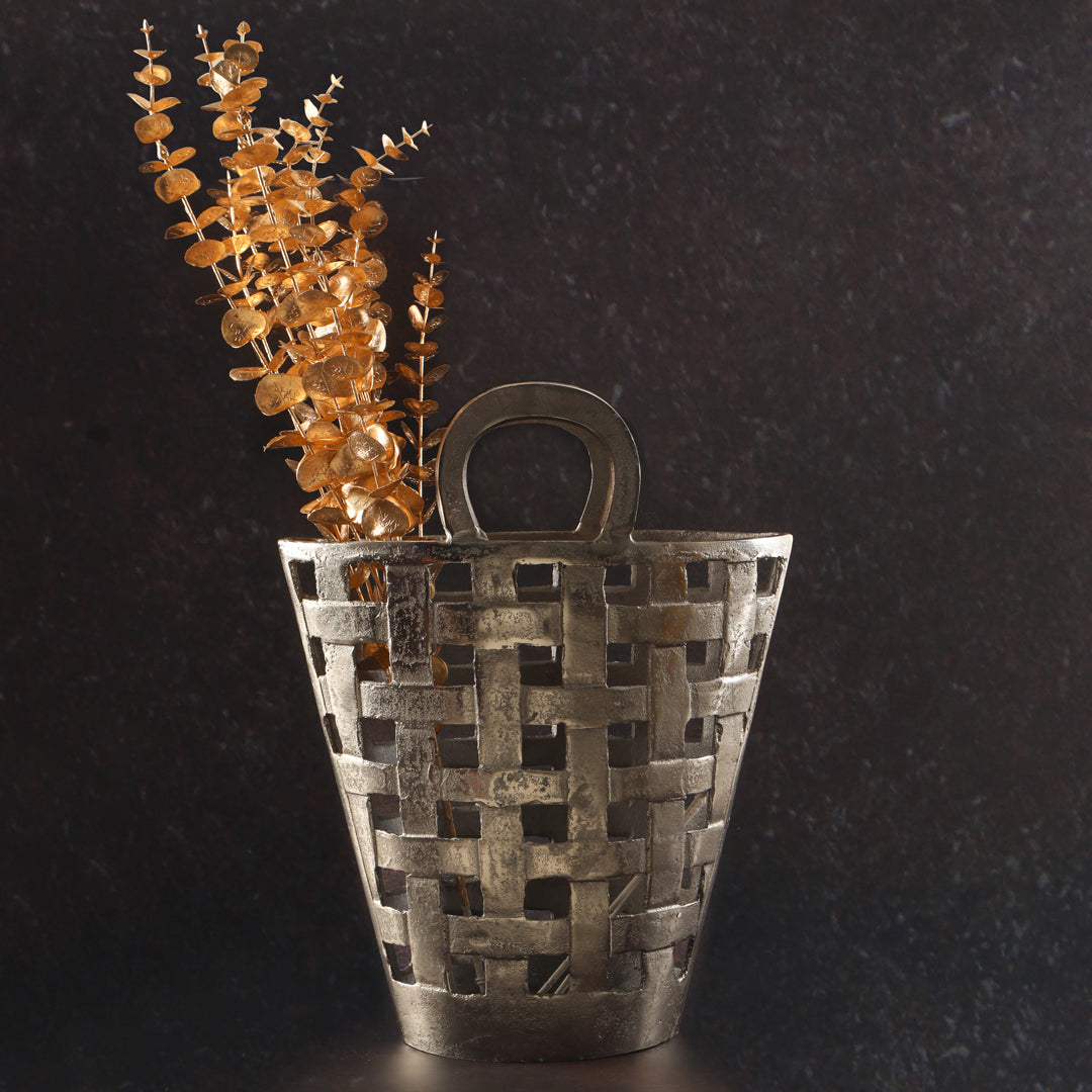 Nickle Basket Vase - The Home Co.
