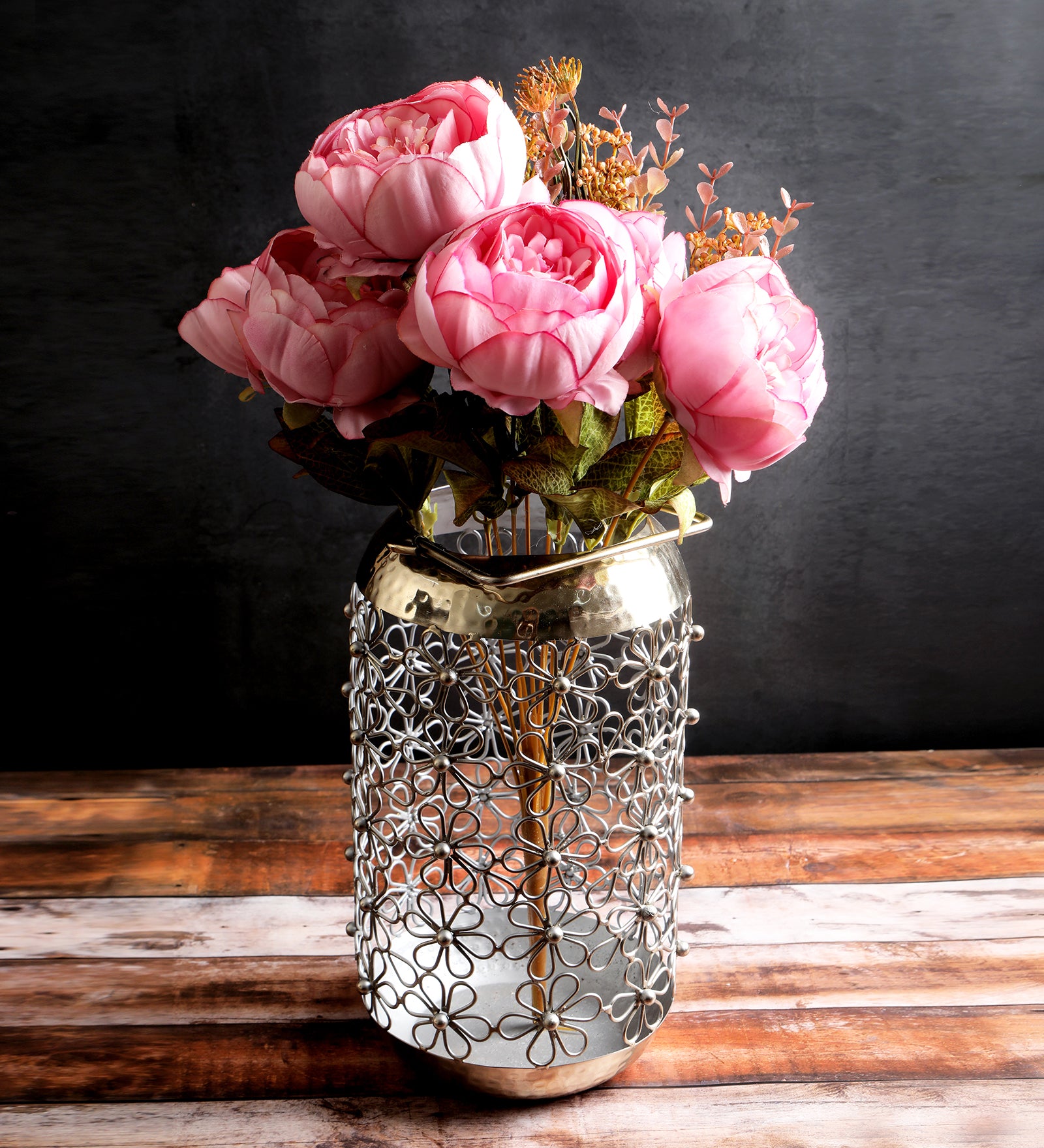 Flower Lantern Vase - Gold - The Home Co.