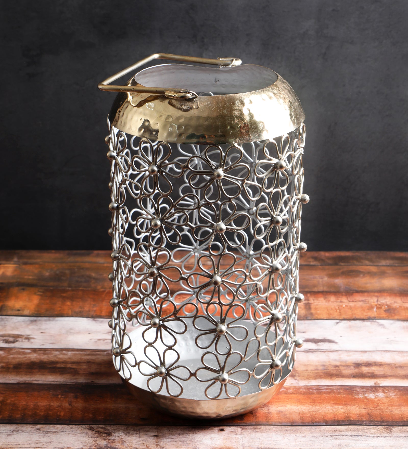 Flower Lantern Vase - Gold 1- The Home Co.