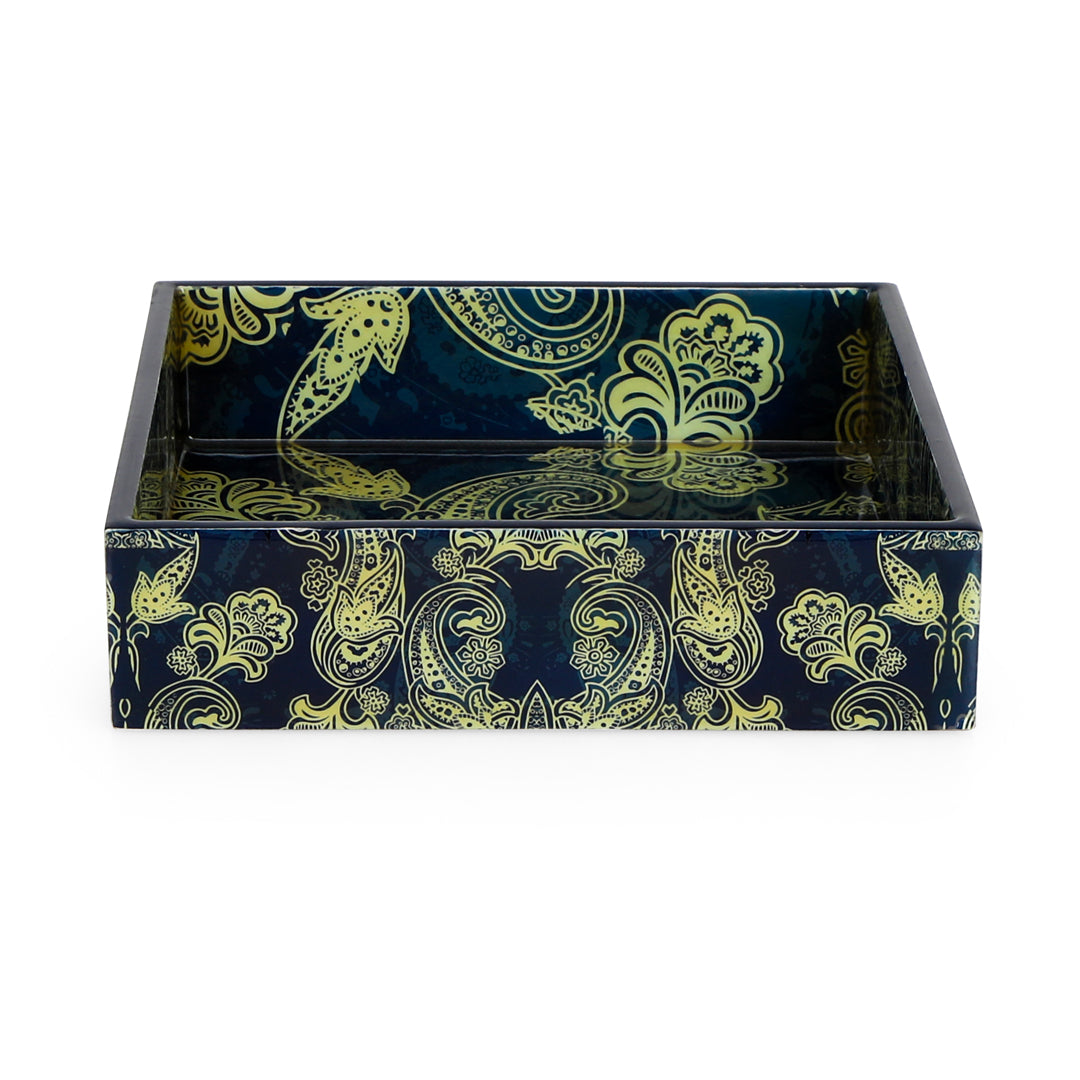 Square Tray - Blue Paisley