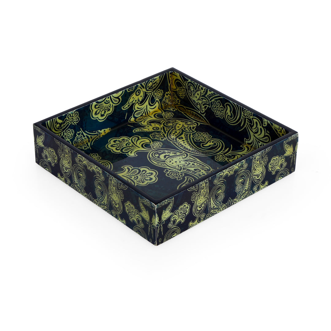 Square Tray - Blue Paisley