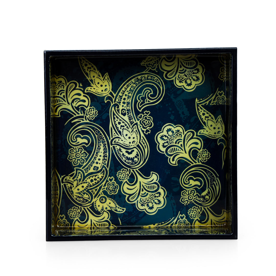 Square Tray - Blue Paisley