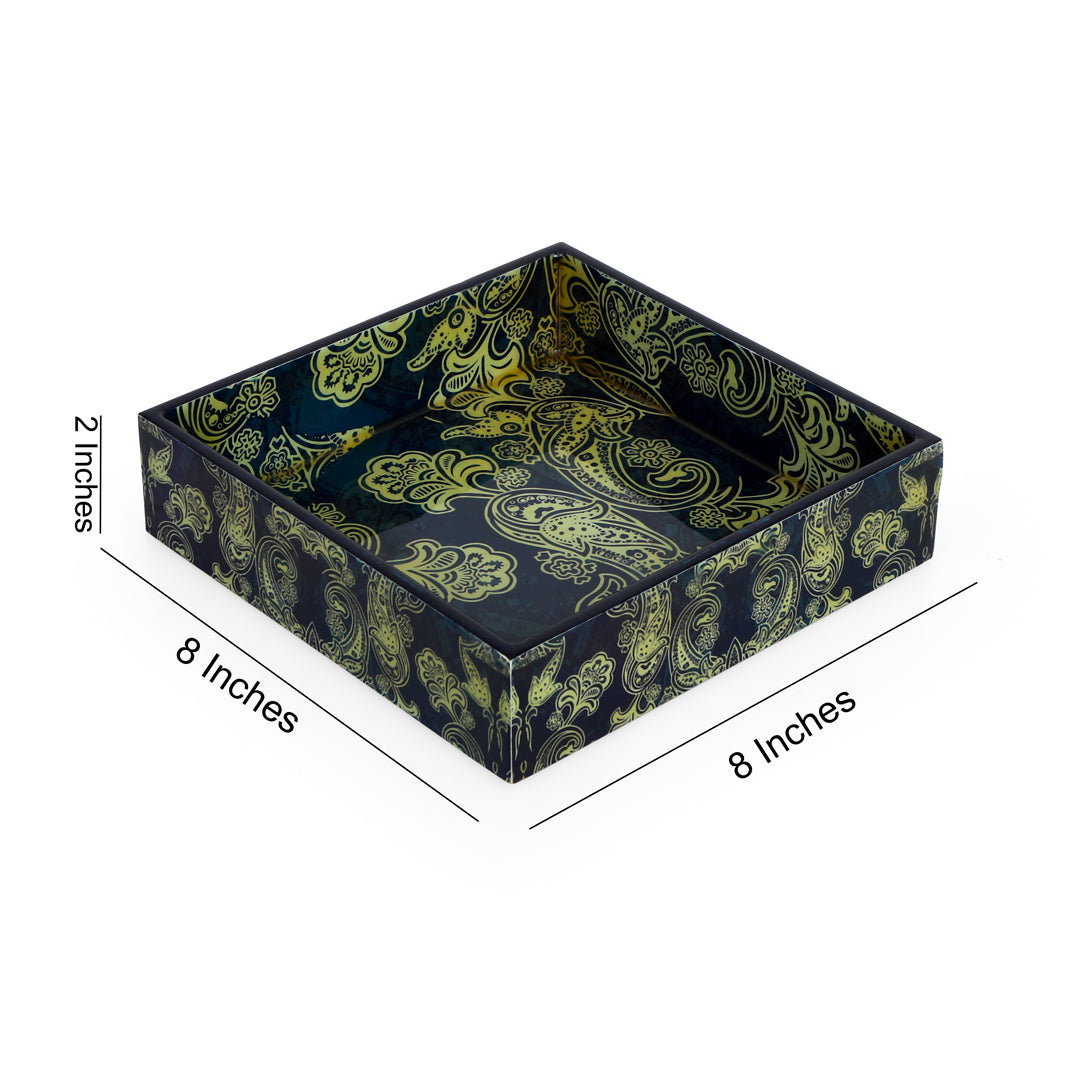 Square Tray - Blue Paisley