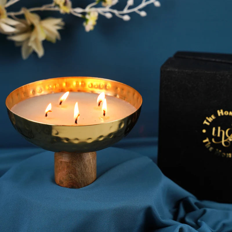 Mashall Shape Metal Bowl With 4 Wick Wax