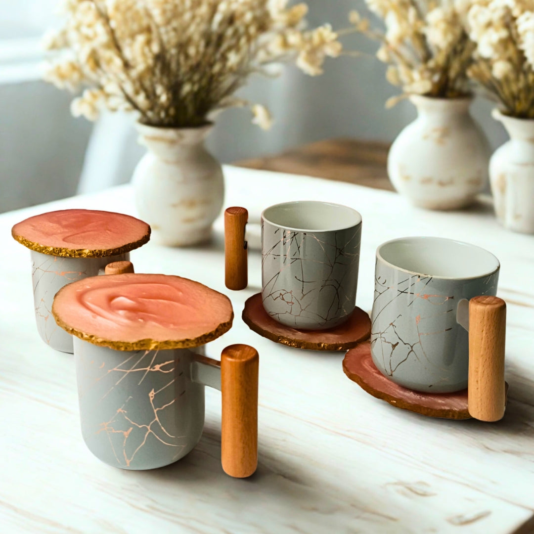 pink resin coaster set of 4