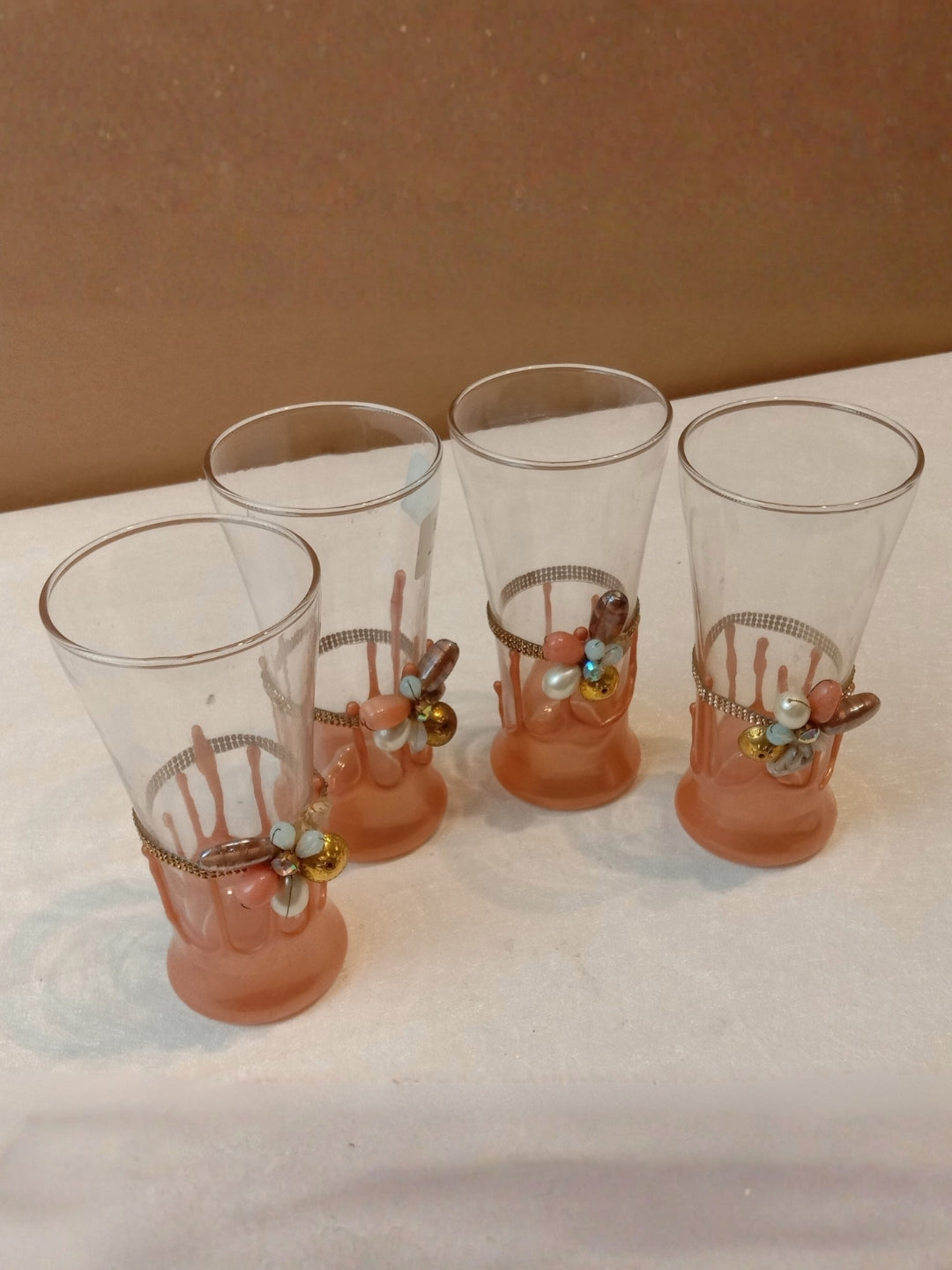 Peach Resin Mocktail Filigree Tall Glass Set of 4