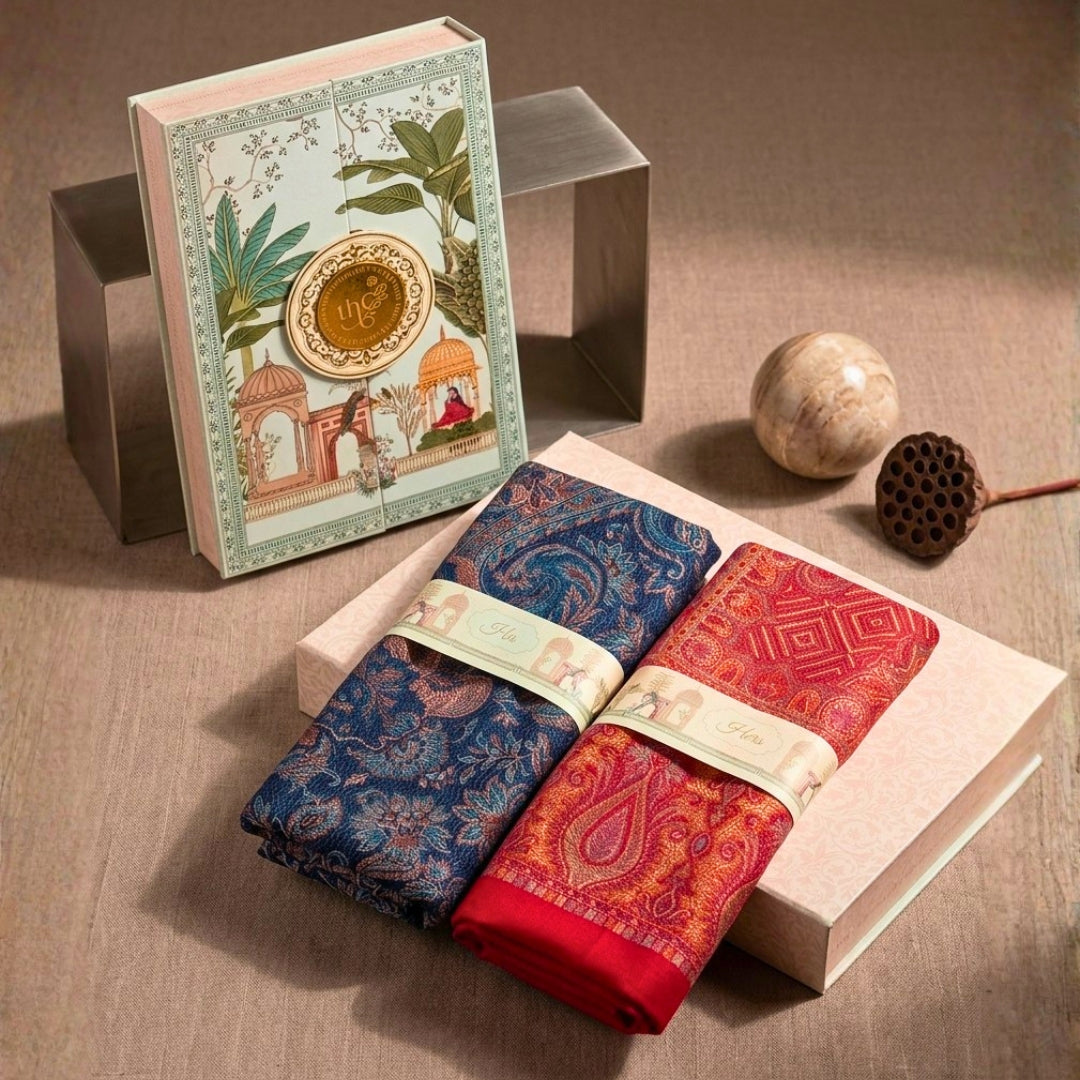 Premium Polyblend Shawl Couple Gift Set