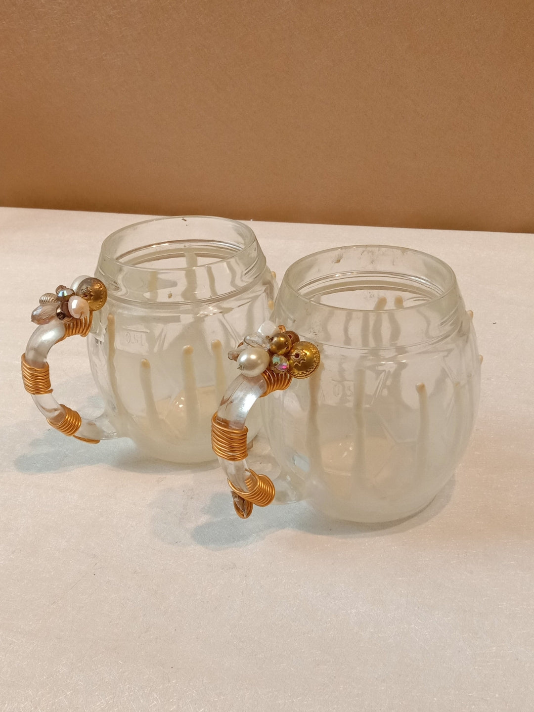White Resin Football Filigree Cup Set of 2