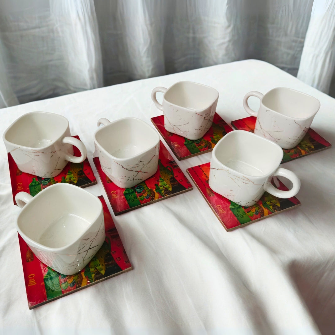 Table Coaster - Traditional Print With Enamel ( set of 6 )