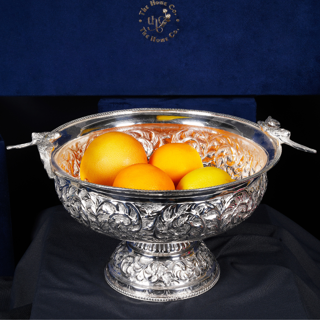 Brass Silver Plated Parrot Bowl Large 14"