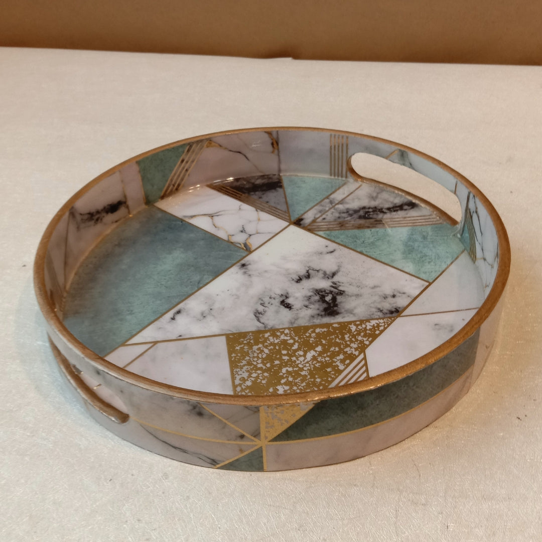 wooden onyx print with enamel round single tray