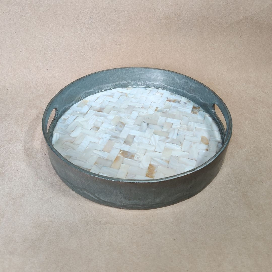 small silver & mop round