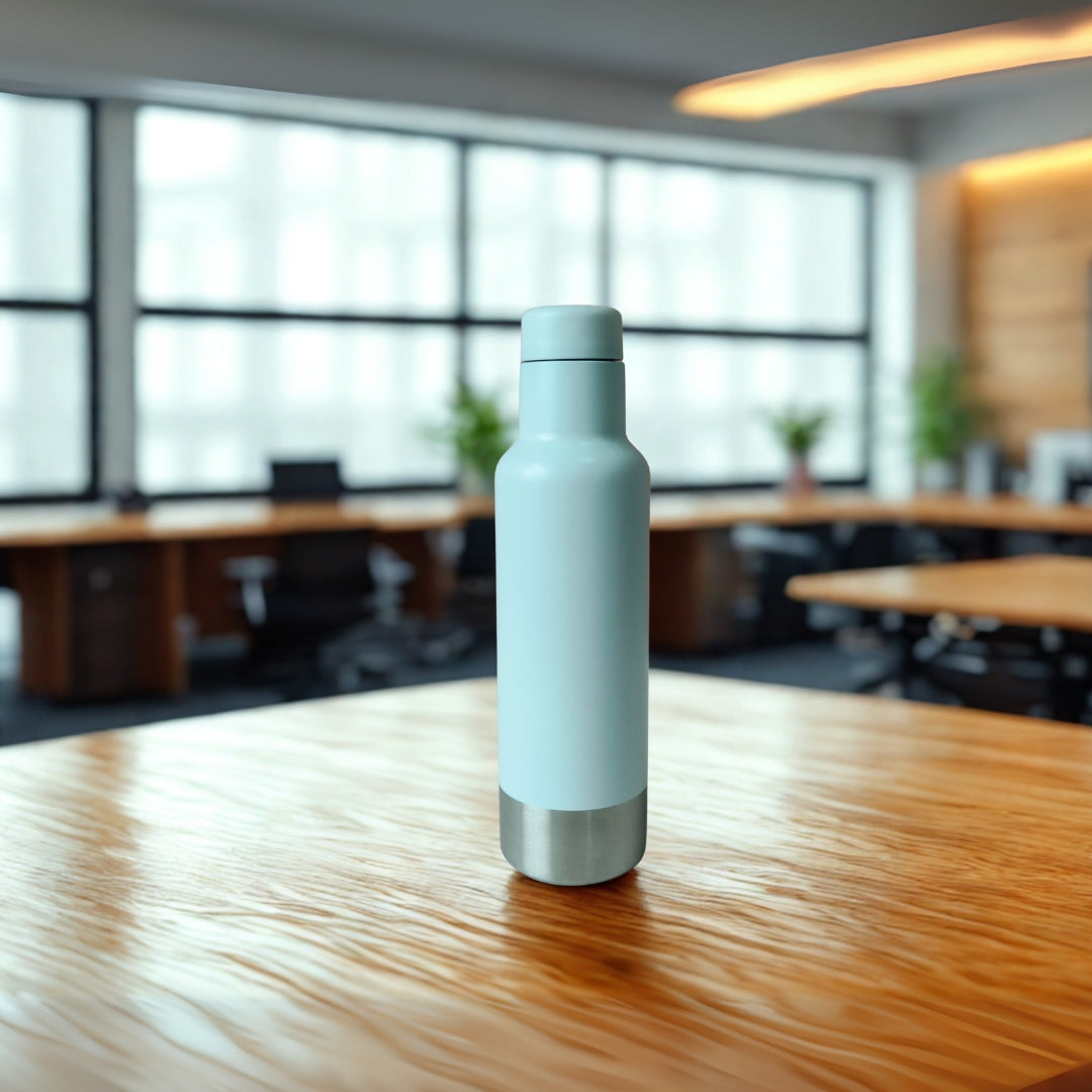 White Stainless Steel Bottle With Base And Ring Handle(750ml)