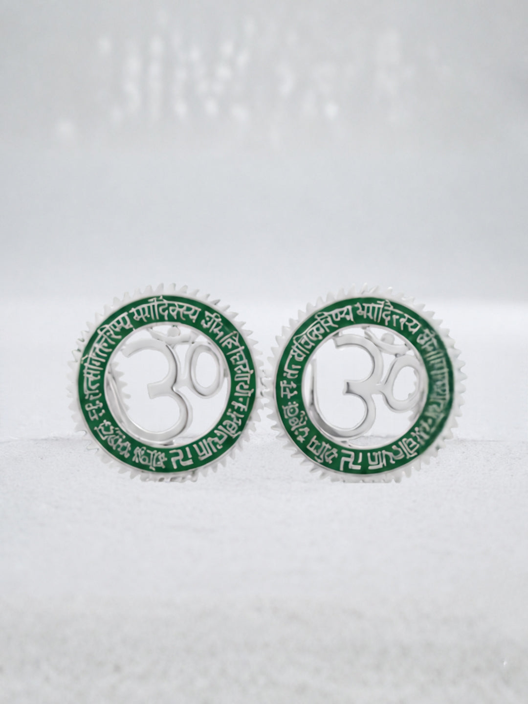 german silver om sidehanging set of 2 - green