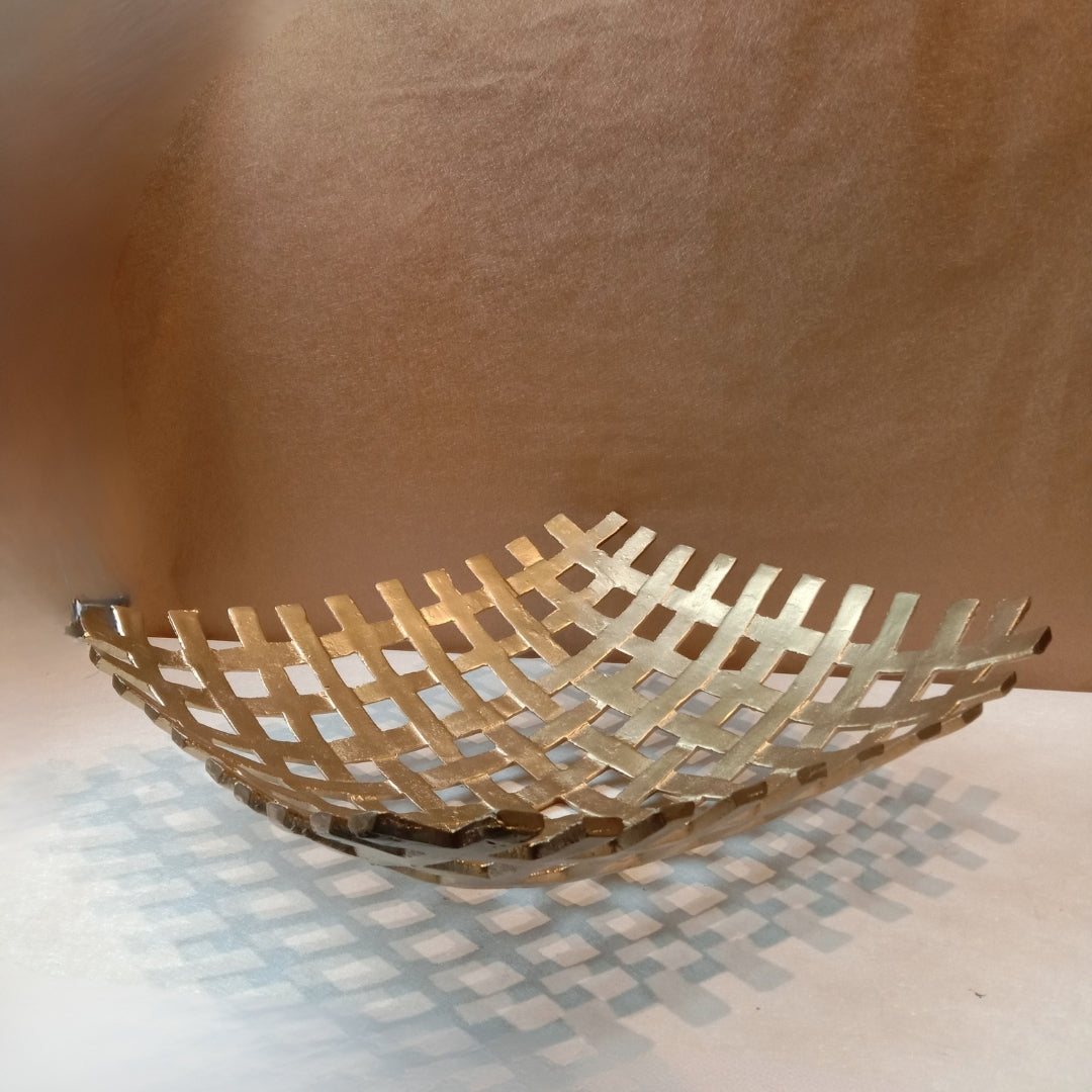 metal gold finish checkered large tray