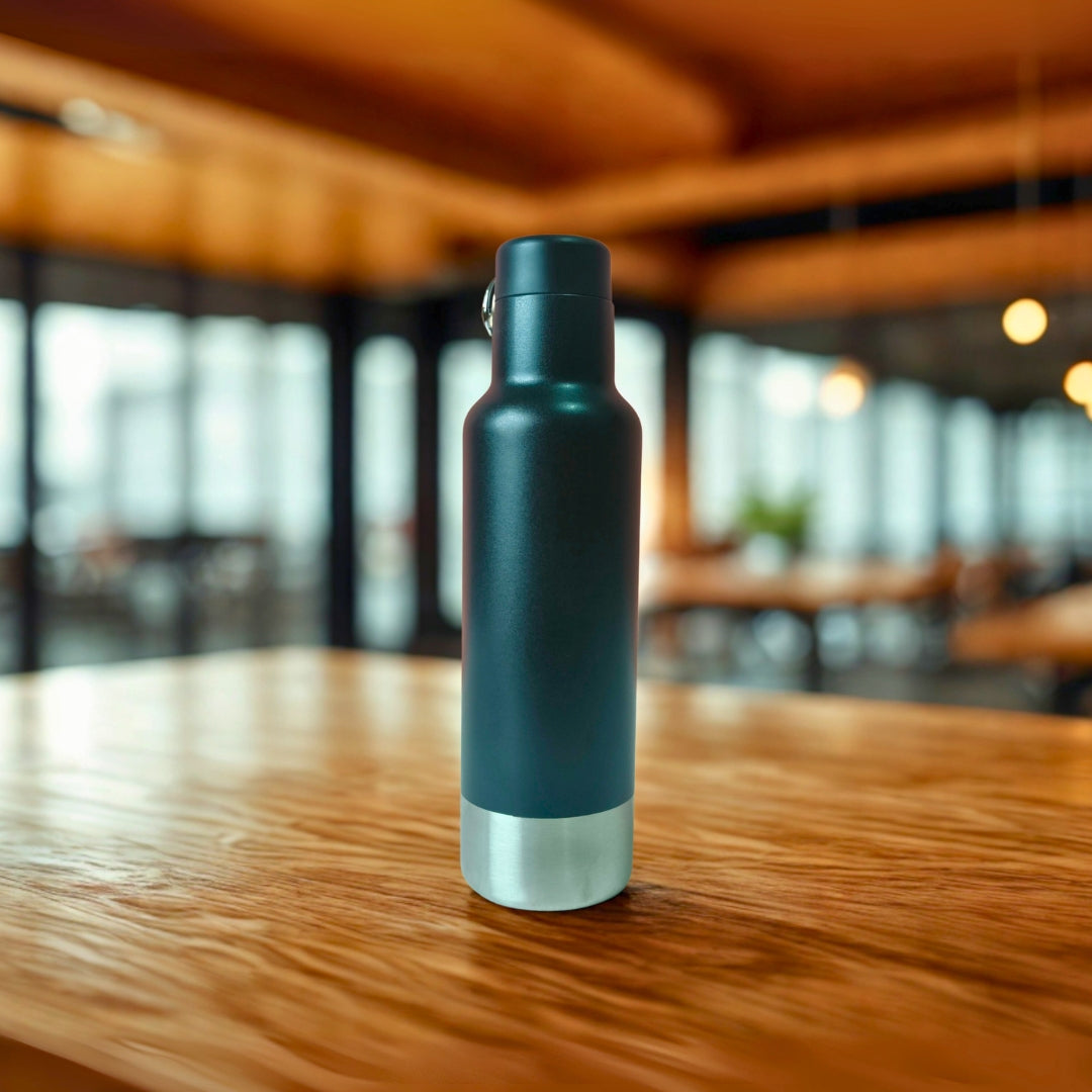 Black Stainless Steel Bottle With Base And Ring Handle(750ml)