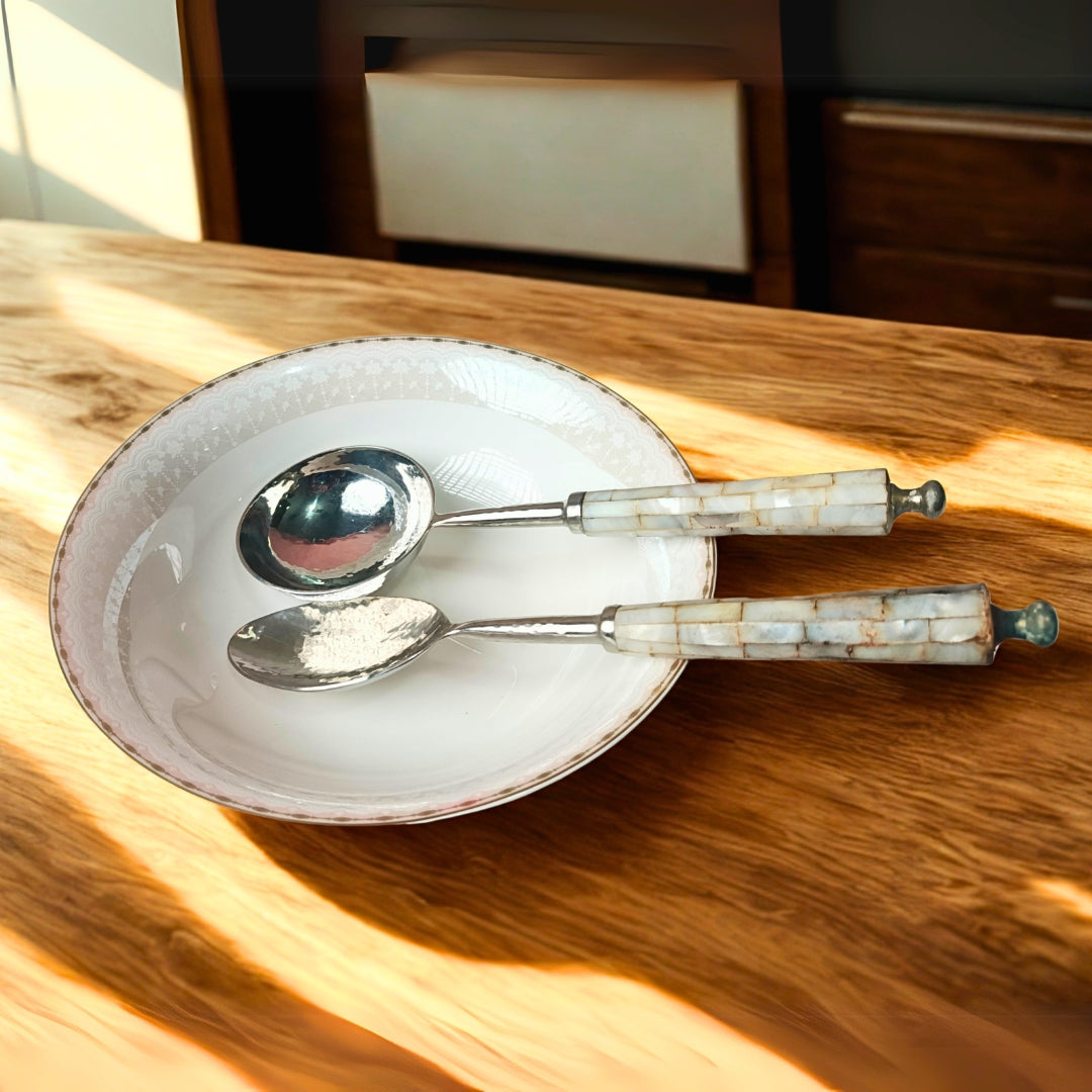 Serving Set Of 2 - White Mother Of Pearl
