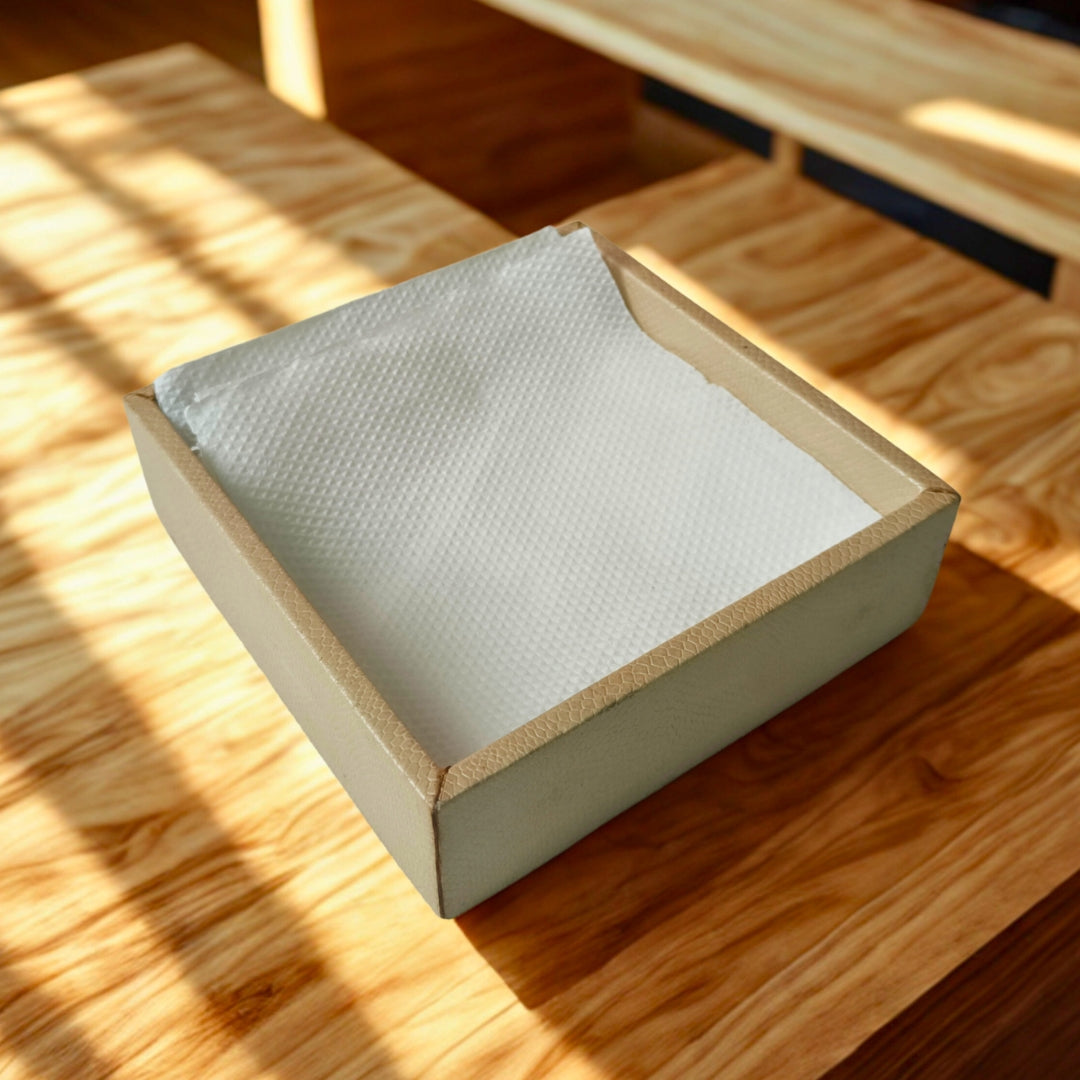 Square tissueholder - Leatherette Mosiac Print & Enamel