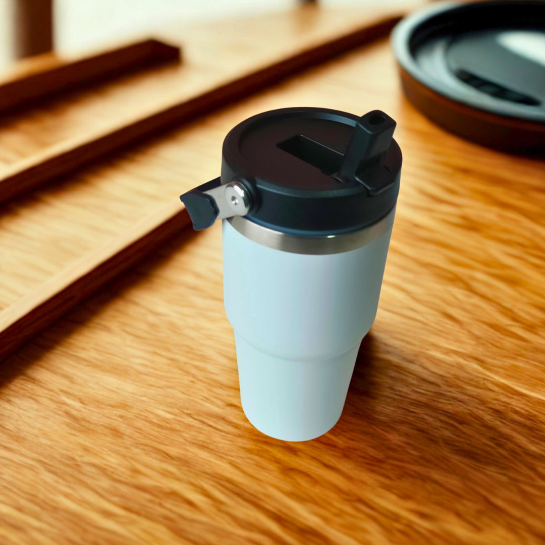 White Stainless Steel Insulated Sipper With Handle