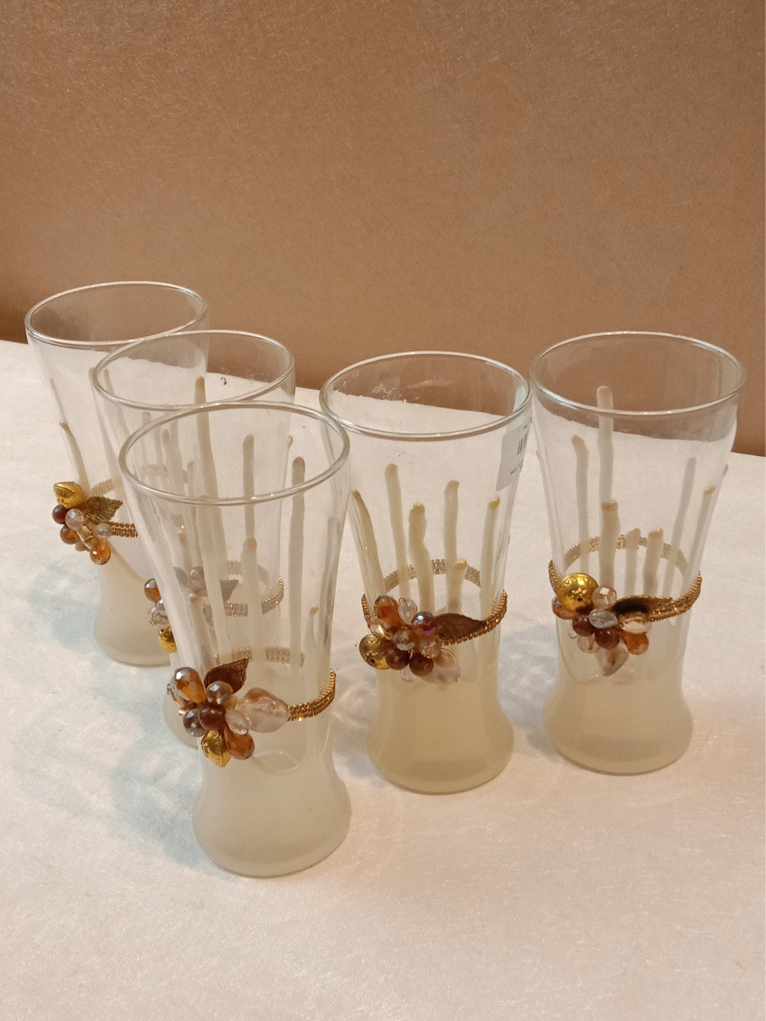 Ivory Resin Mocktail Filigree Tall Glass Set of 5