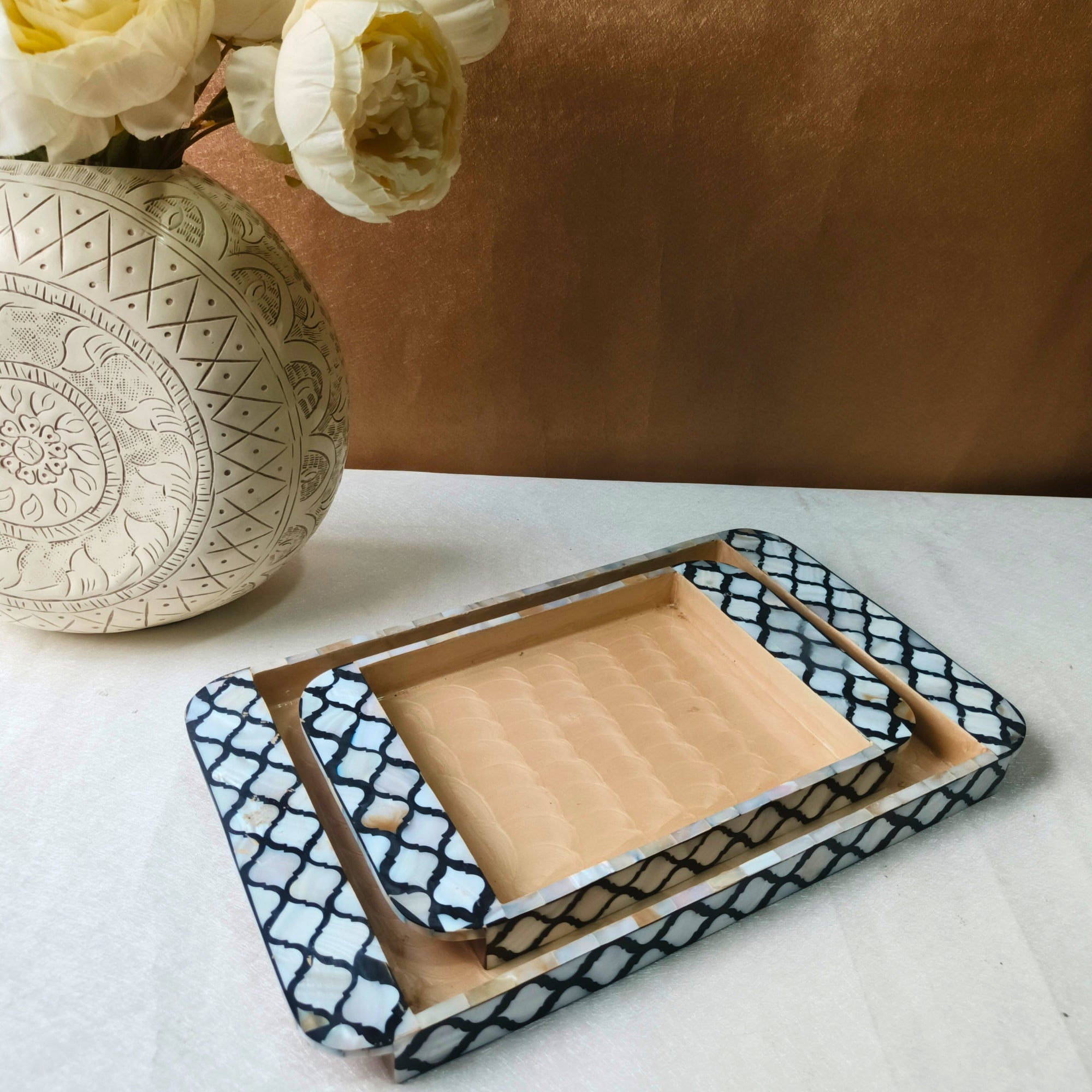 White Black Chemical MOP Tray set of 2