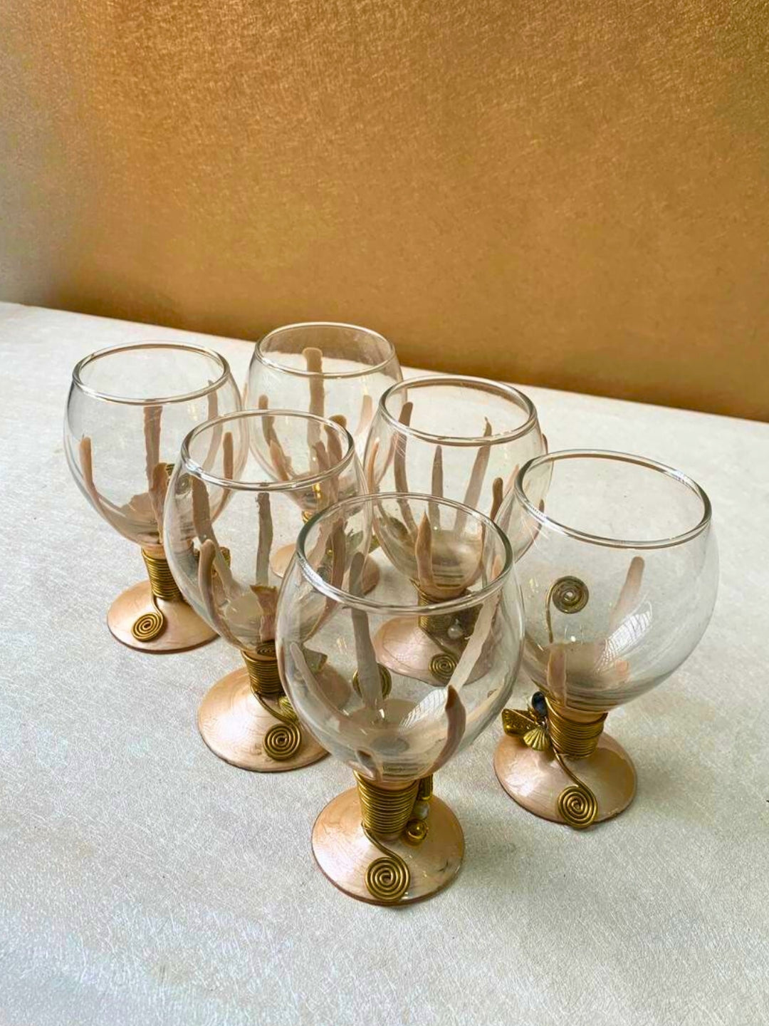 Ivory Resin Mocktail Filigree Glass Set of 6