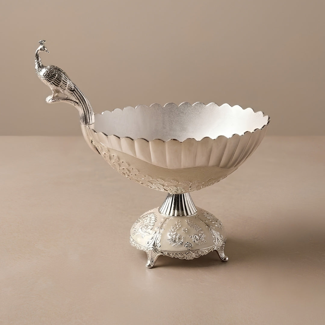 Decorative Silver Plated Peacock Footed Bowl