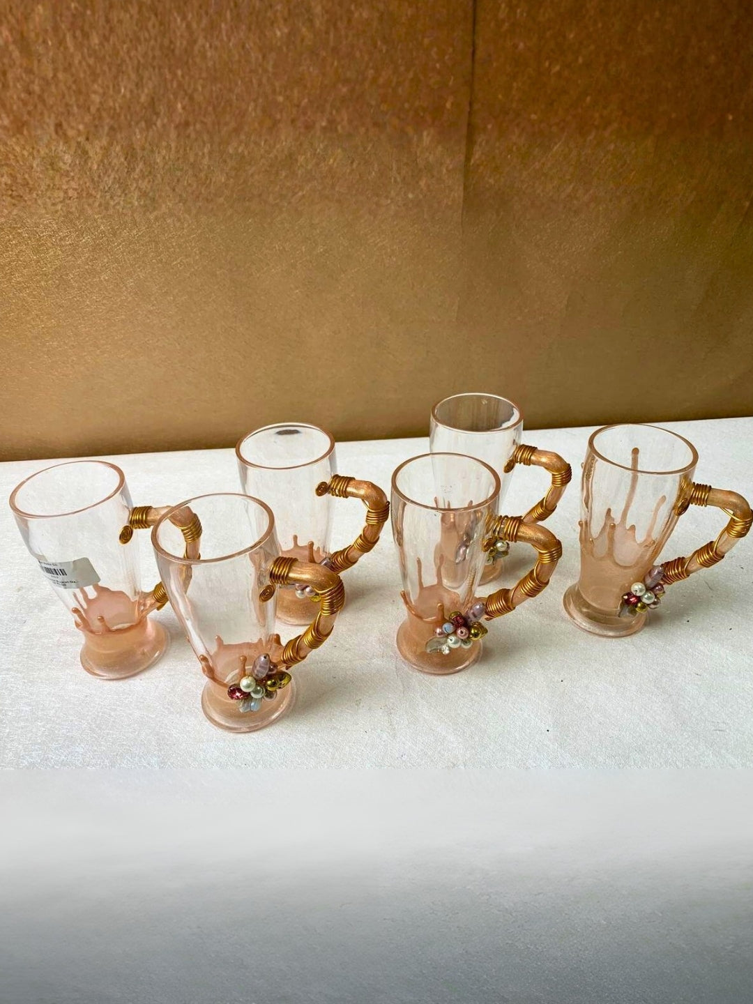 Gold Resin Mocktail Filigree Cup Set of 6
