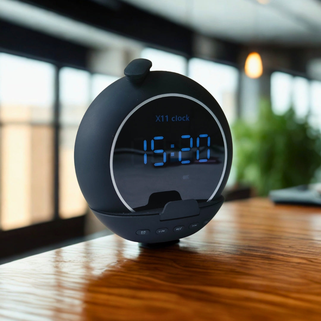 Black Alarm Clock & Speaker