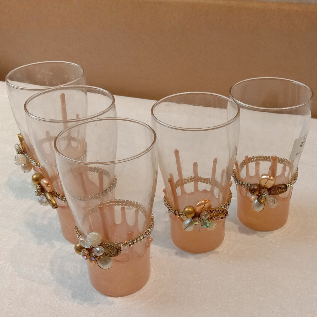 Gold Resin Mocktail Filigree Tall Glass Set of 5