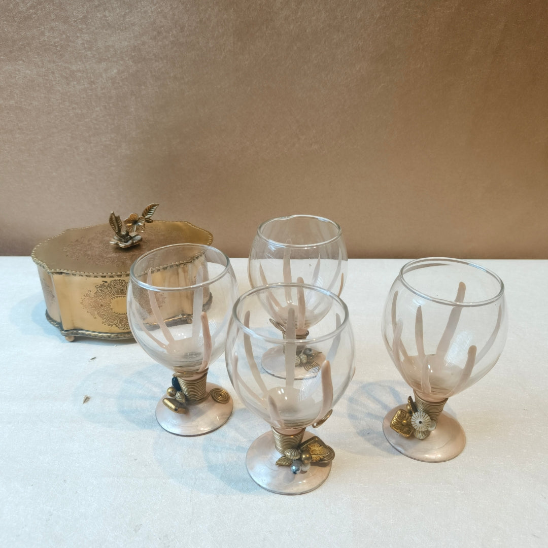 Ivory Resin Mocktail Filigree Glass Set of 4