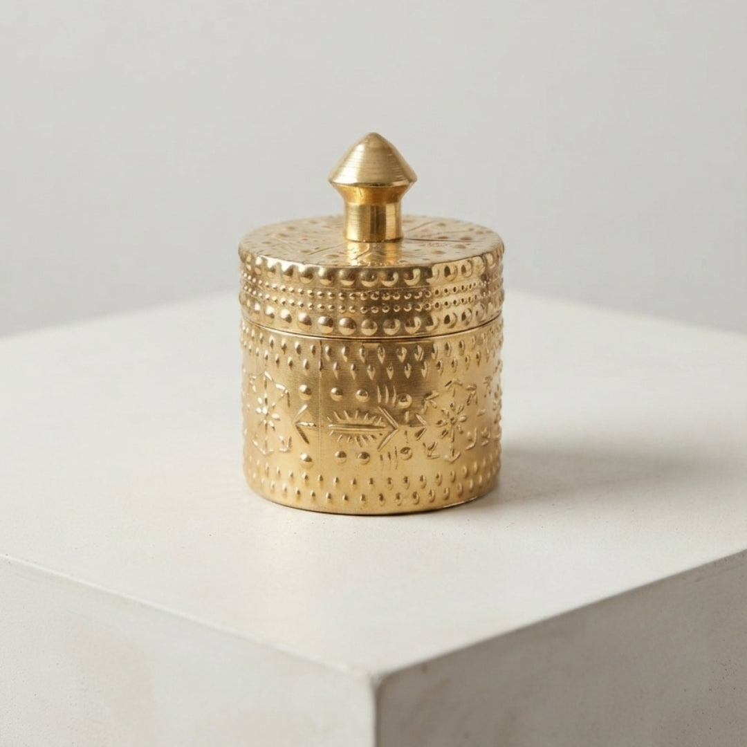Decorative Gold Embossed Glass Jar with Scented Wax - Elegant Candle Holder
