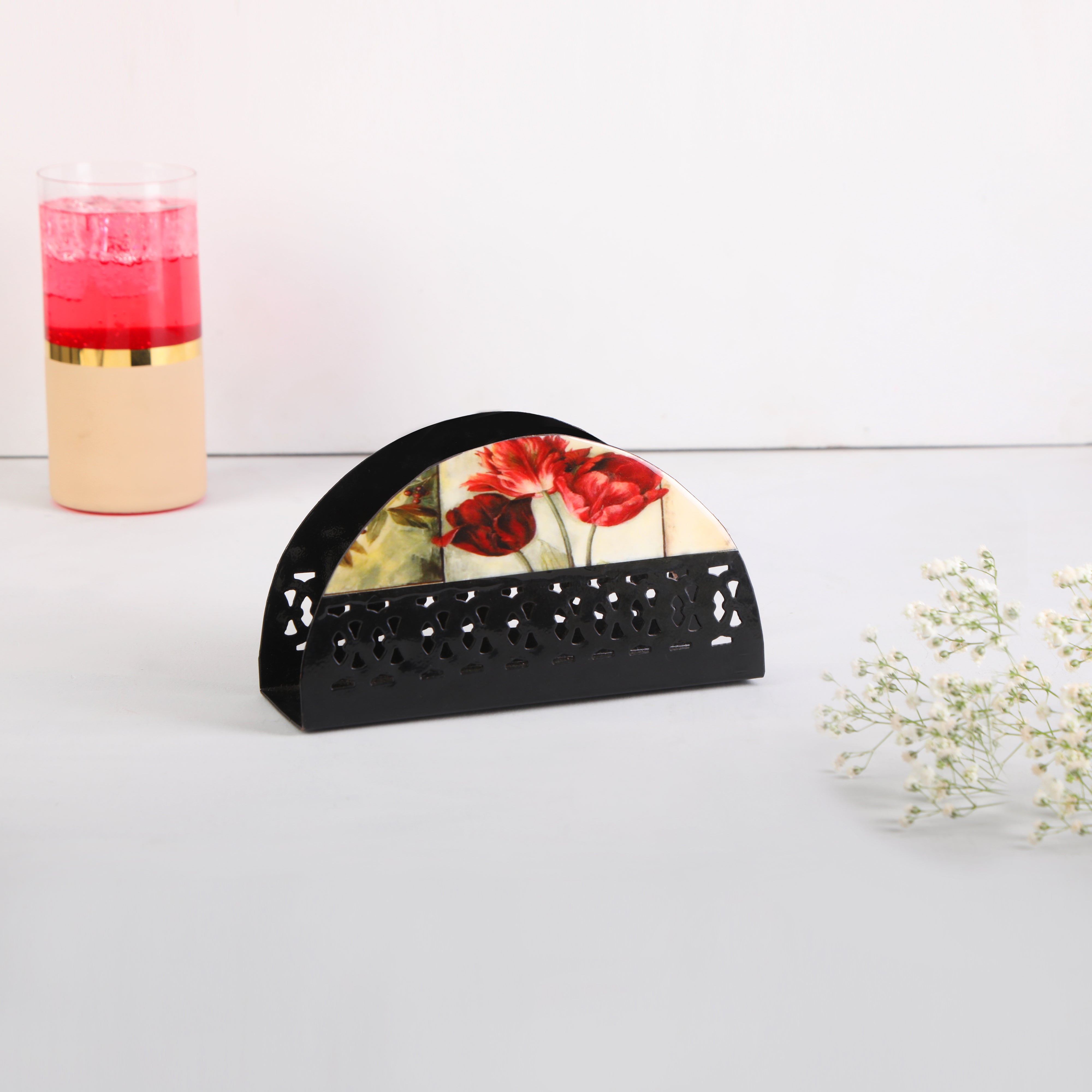 Tissue Holder - Beige Flower