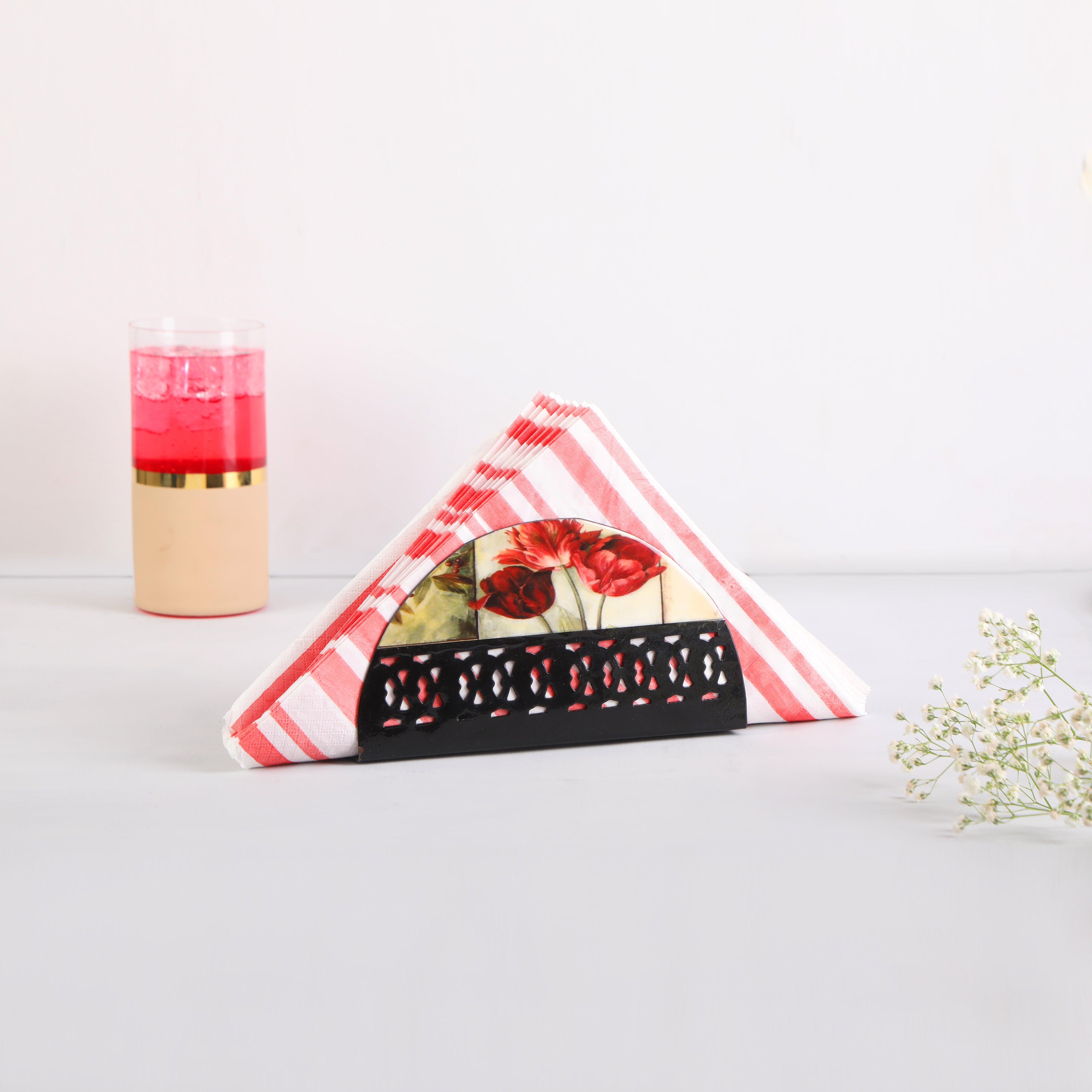 Tissue Holder - Beige Flower
