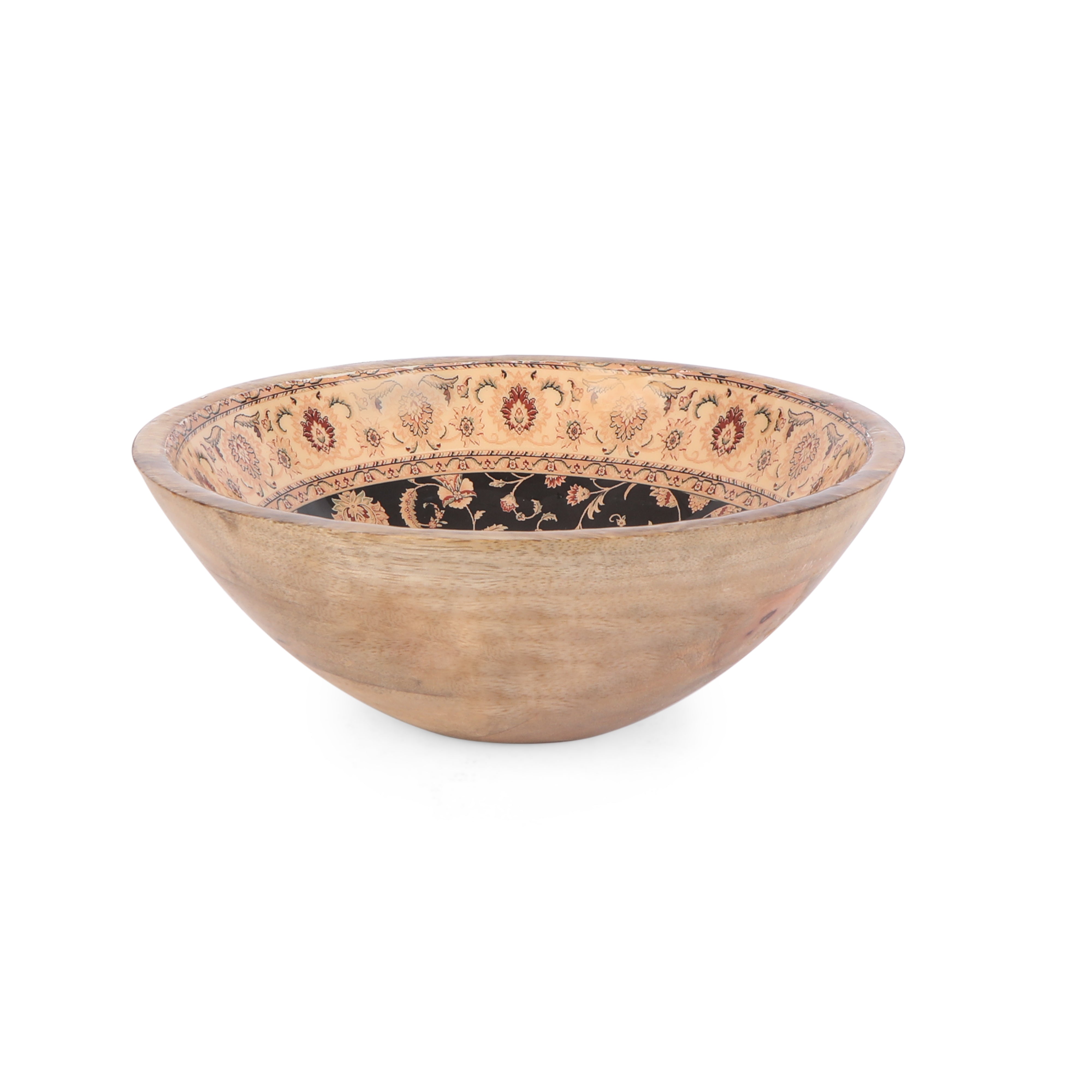 Wooden Black Turkish Print & Enamel Salad Bowl