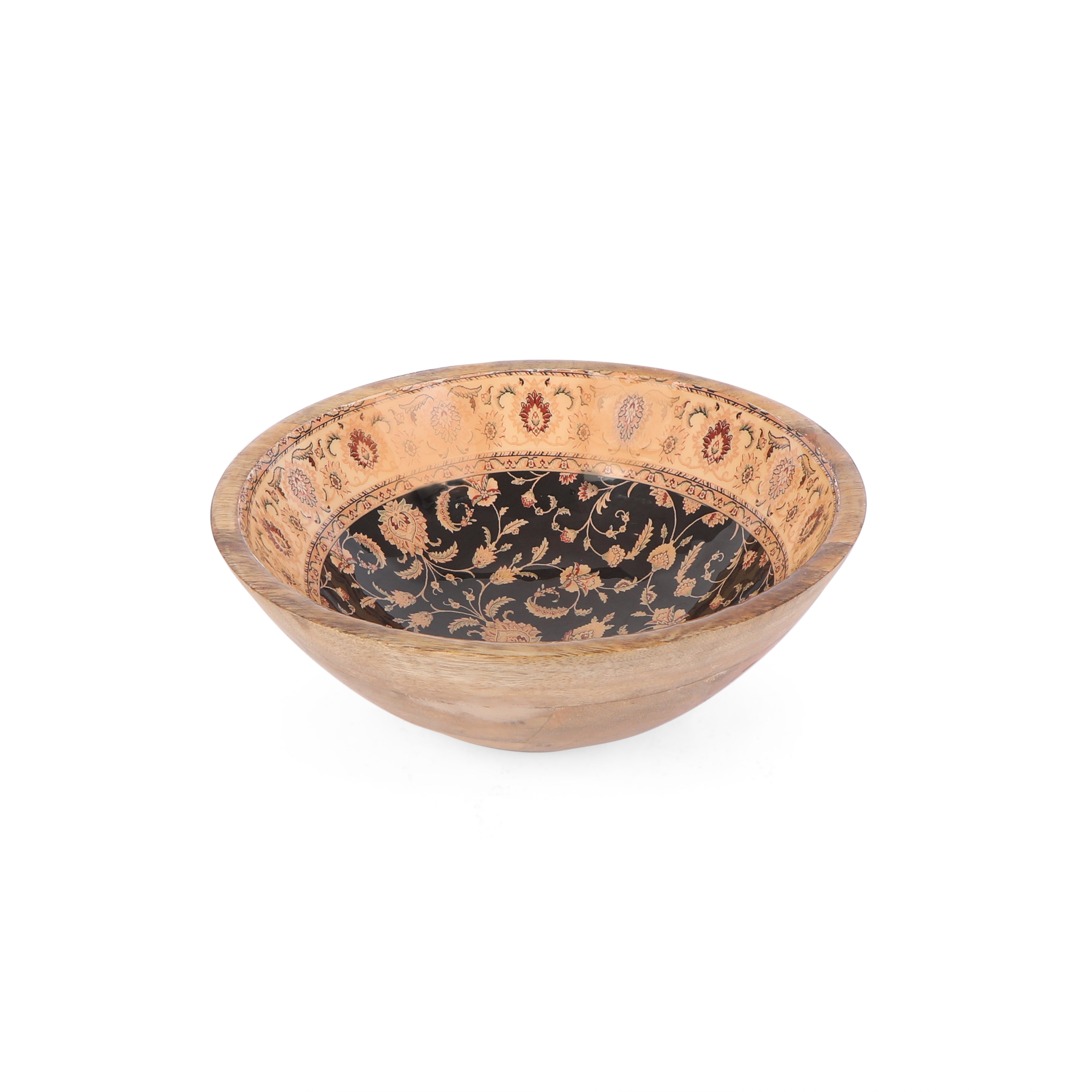 Wooden Black Turkish Print & Enamel Salad Bowl
