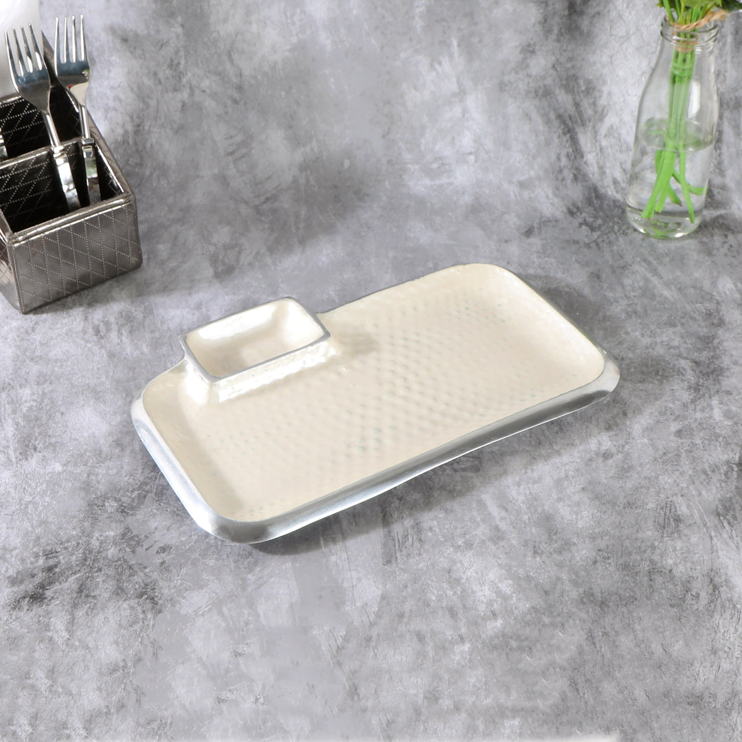 Aluminium Rectangle Platter With White Enamel