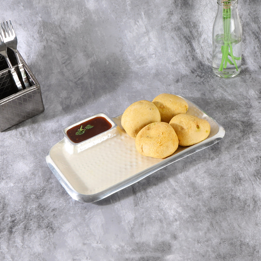 Aluminium Rectangle Platter With White Enamel