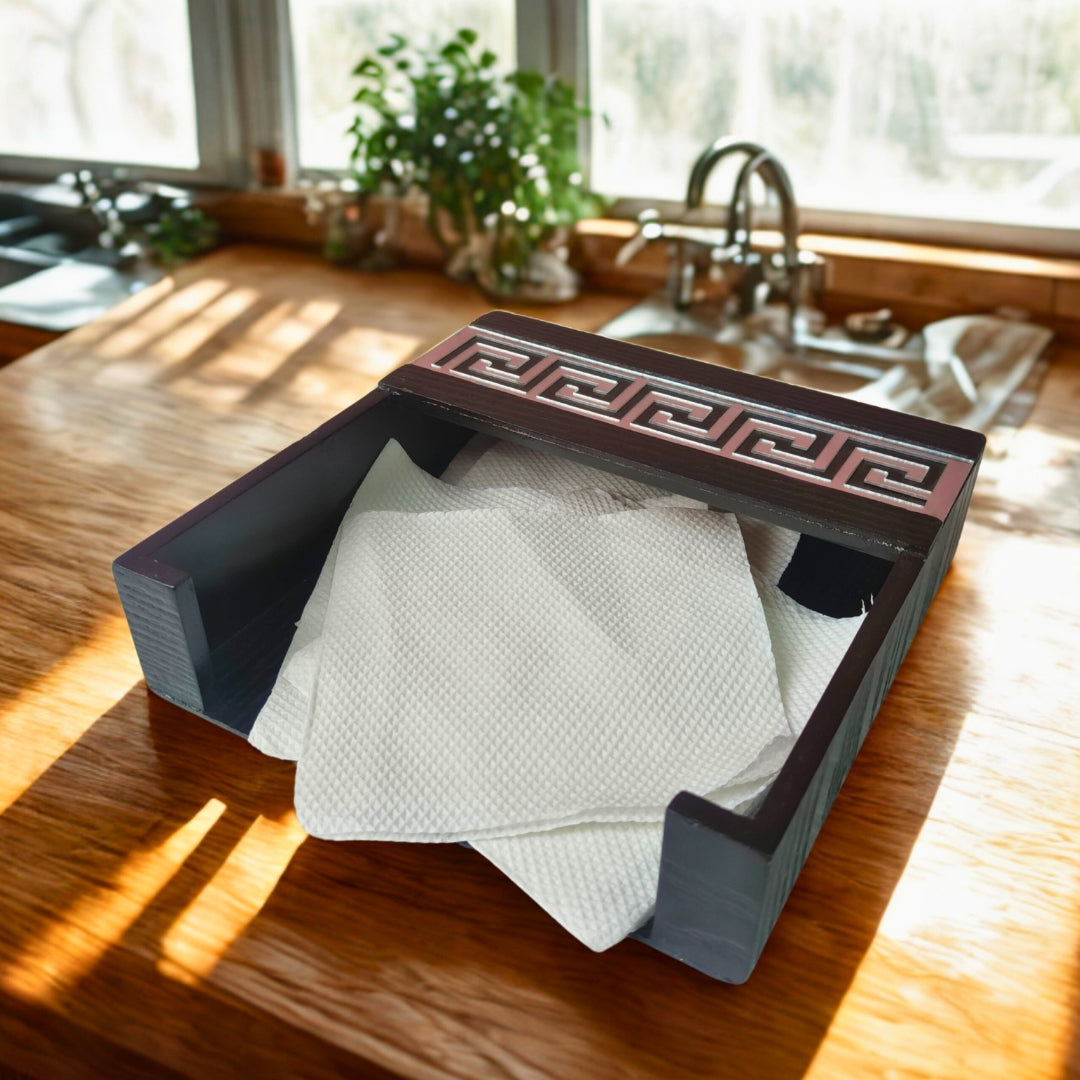 Square tissueholder - Wooden Versace Cut Design