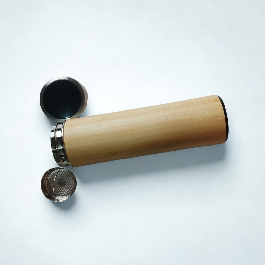 Bamboo Stainless Steel Bottle With Temperature Measure(750ml)