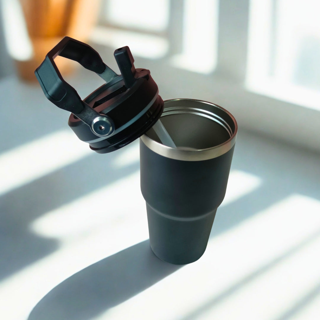 Black Stainless Steel Insulated Sipper With Handle