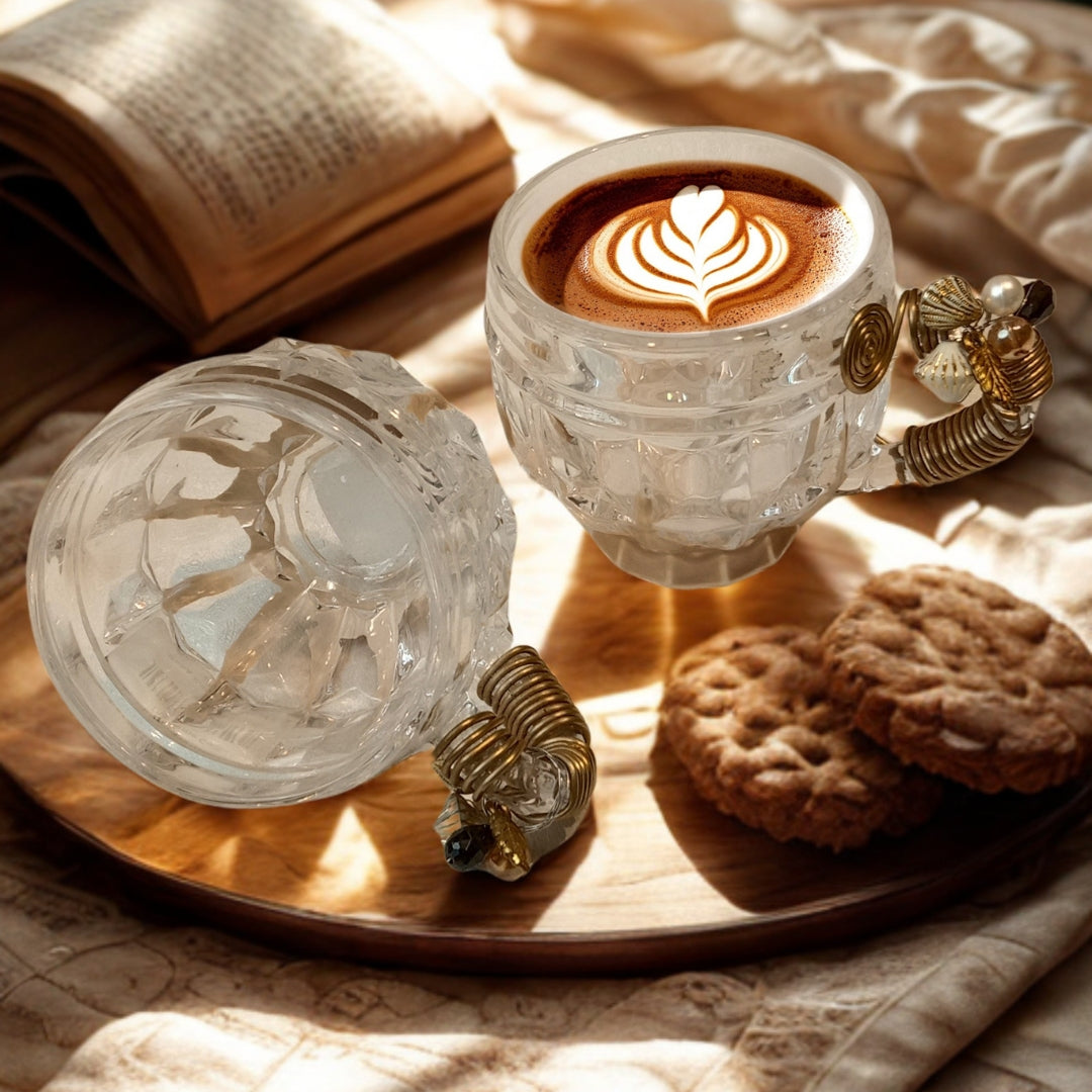 Checkered Round Filigree Cup Set of 6