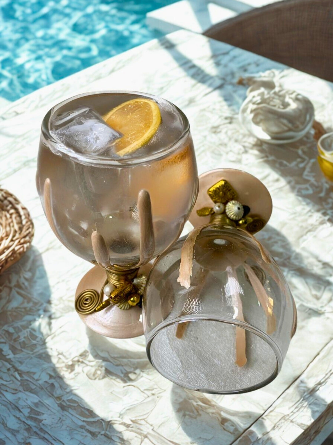 Ivory Resin Mocktail Filigree Glass Set of 6