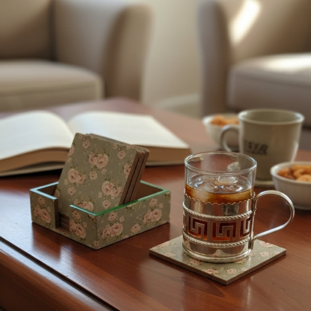 Green Rose Corporate Set- Coaster Set