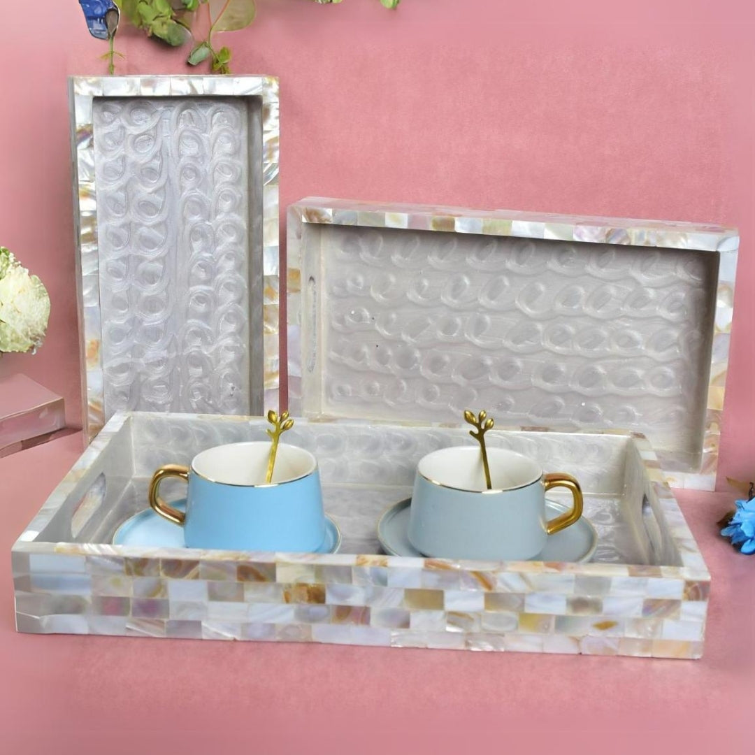 Tray Set Of 3 - Mother Of Pearl