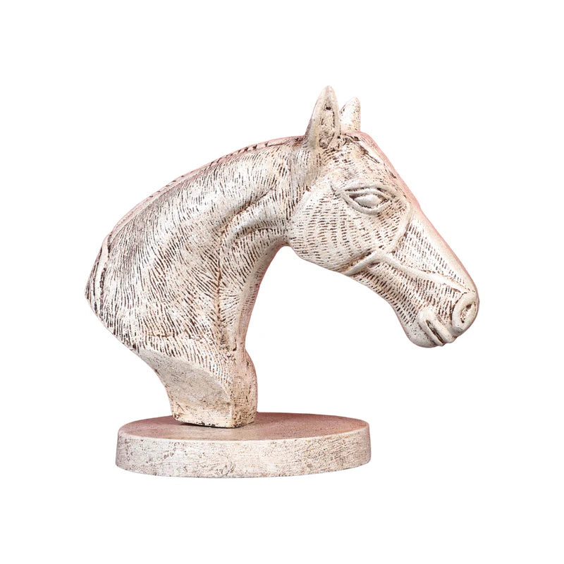 Metal Cream Finish Horse Artifact