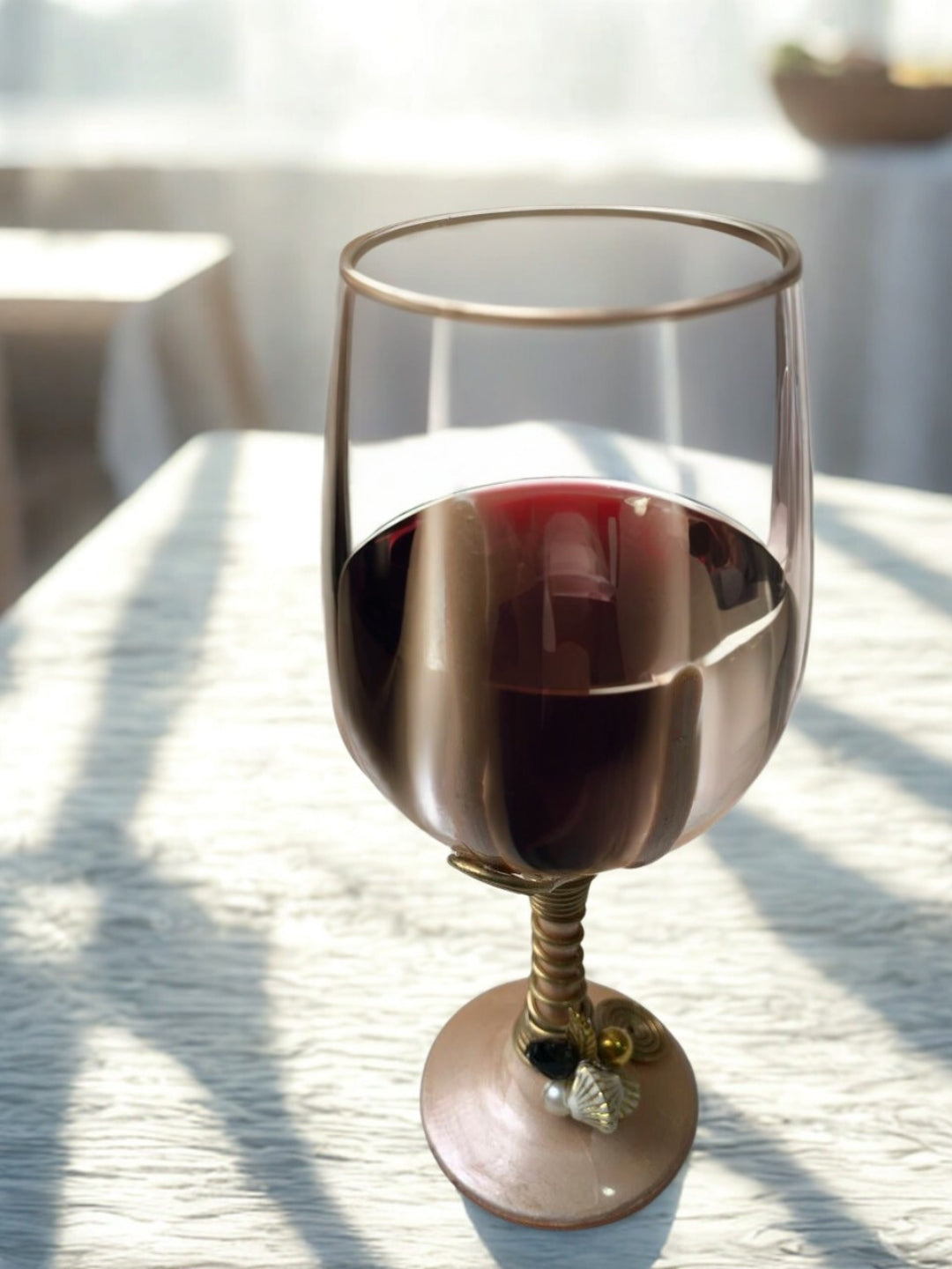 Peach Resin Wine Filigree Glass Set of 6